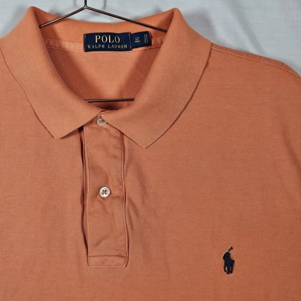 Polo Ralph Lauren Polo Shirt Mens LT Orange Solid Pony Logo Short Sleeve Tall